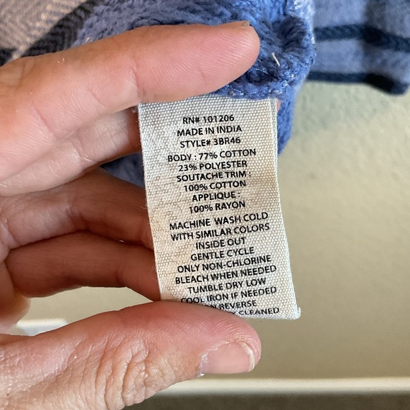 Soft Surroundings Womens Petite Small Blue Wildflower Embroidered‎ Tunic - Picture 5 of 5